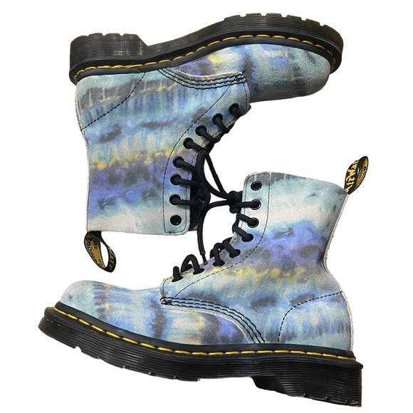 Dr. Martens Shoes - DR. MARTENS 1460 Pascal Blue Summer Tie-dye Tumbled Boots Size 5 — Worn 1X